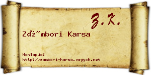 Zámbori Karsa névjegykártya